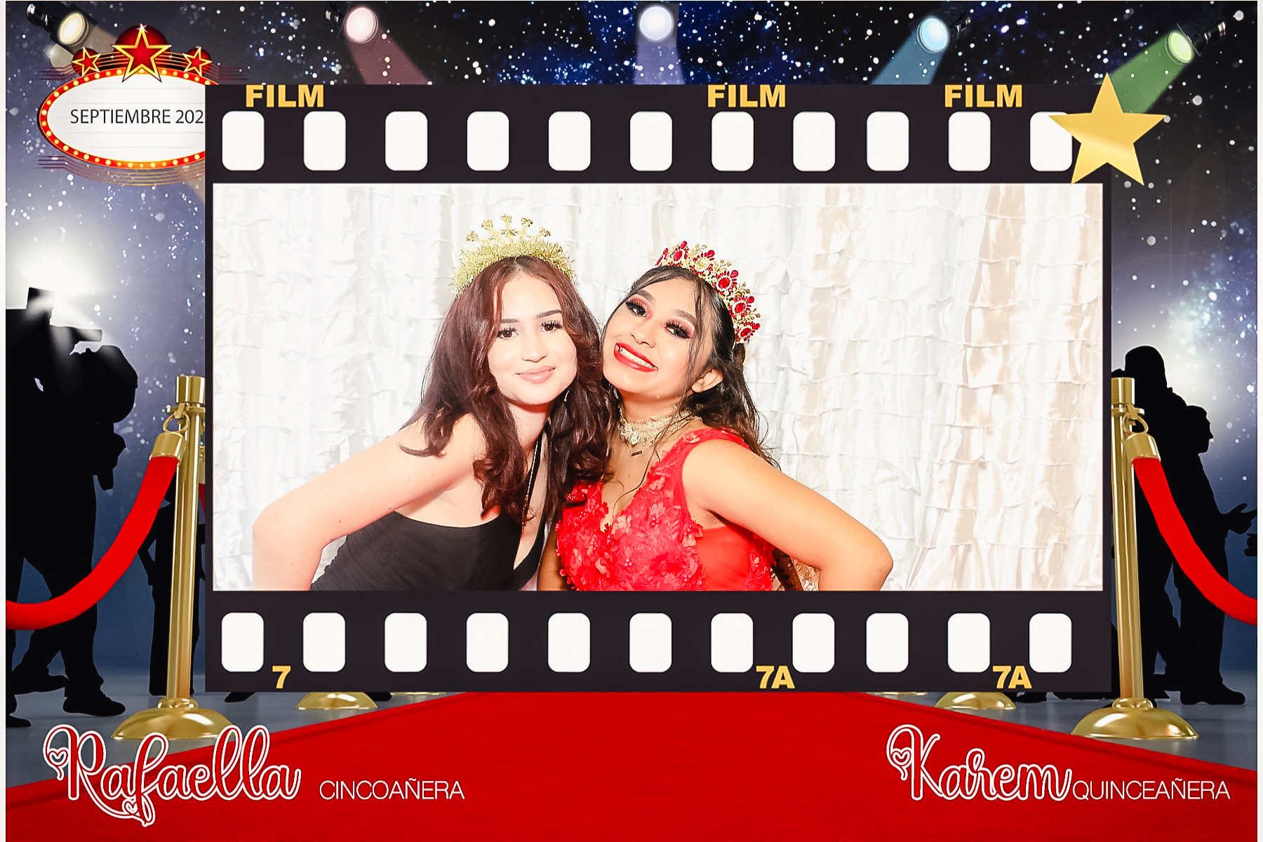 Quinceañera guests posing at The Photo Fun photobooth